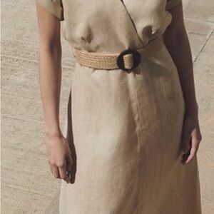 Mango 100% Linen Midi Dress Size Medium